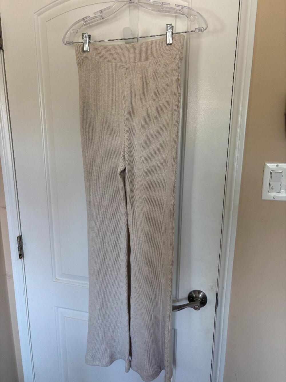 MADEWELL Ribbed Pull-On Flare Pants - Heather Summer Dune - Size M